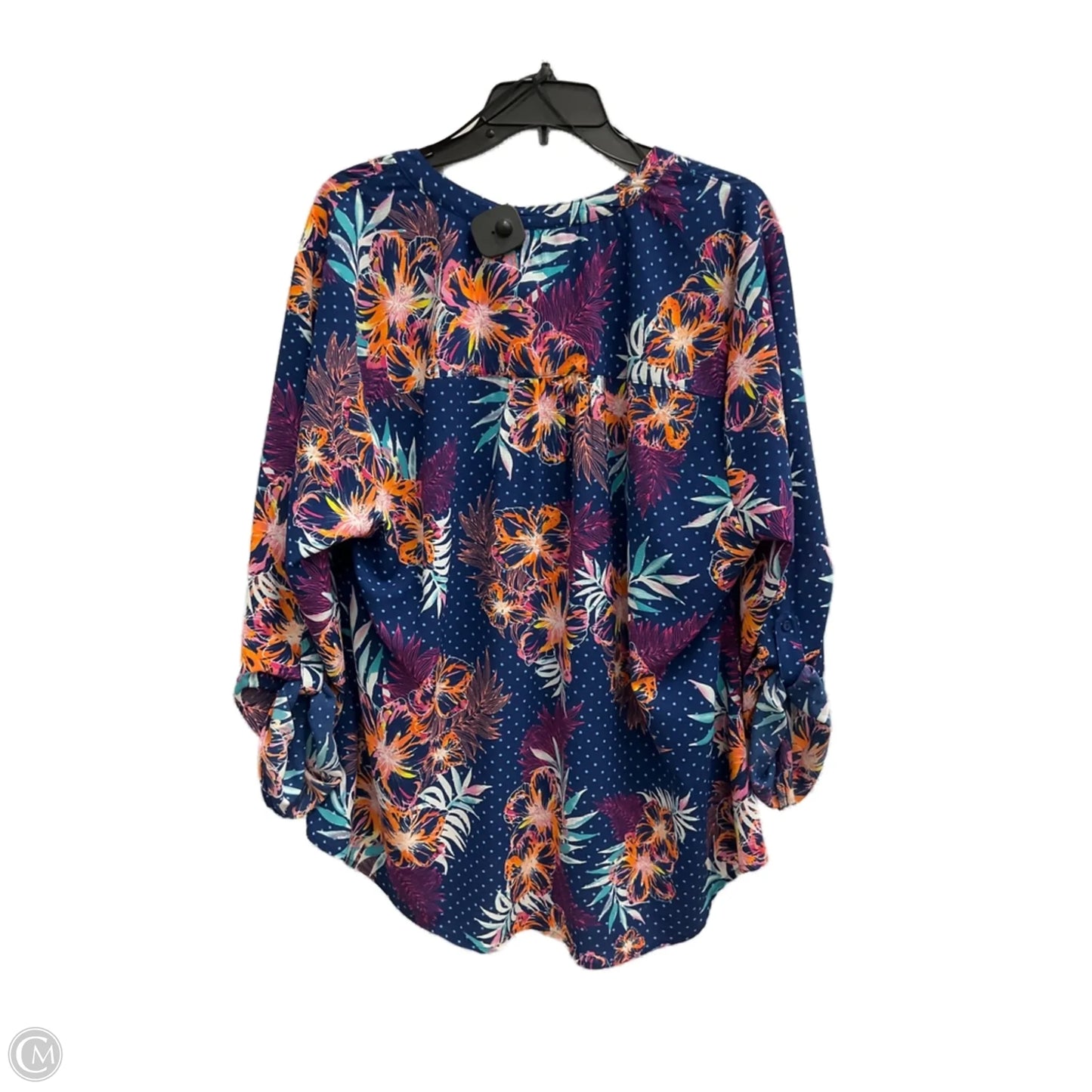 Top 3/4 Sleeve By Studio Works In Floral Print, Size: 3x