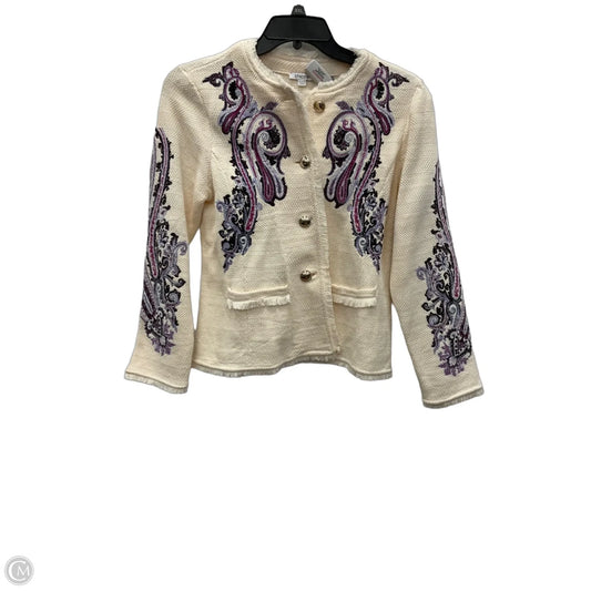 Jacket Other By Chicos In Cream & Purple, Size: S