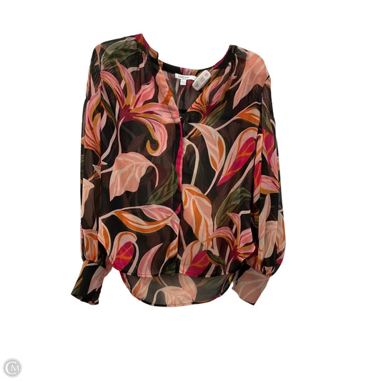 Top Long Sleeve By Chicos In Black & Pink, Size: M