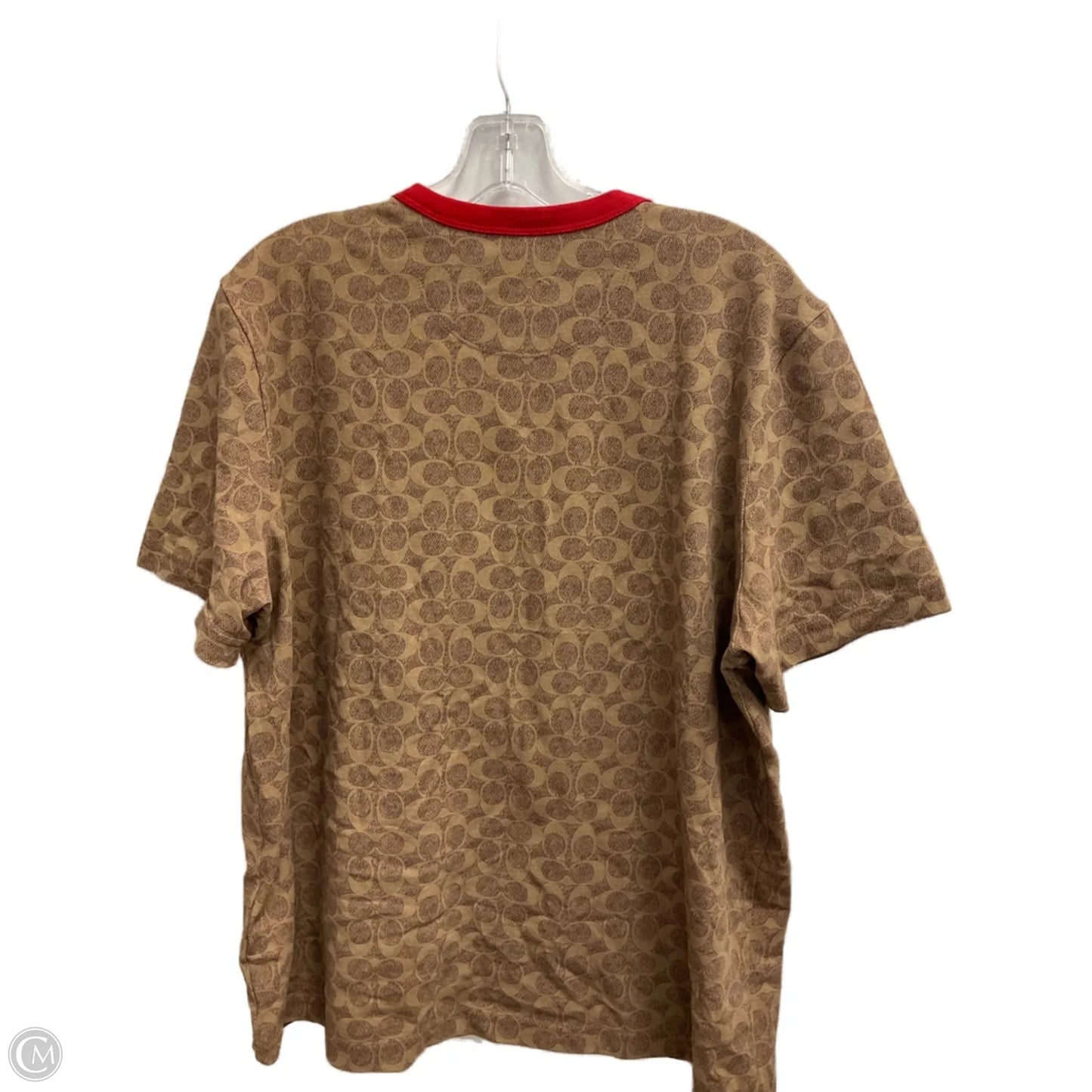 Top Short Sleeve Designer By Coach In Brown & Red, Size: Xl