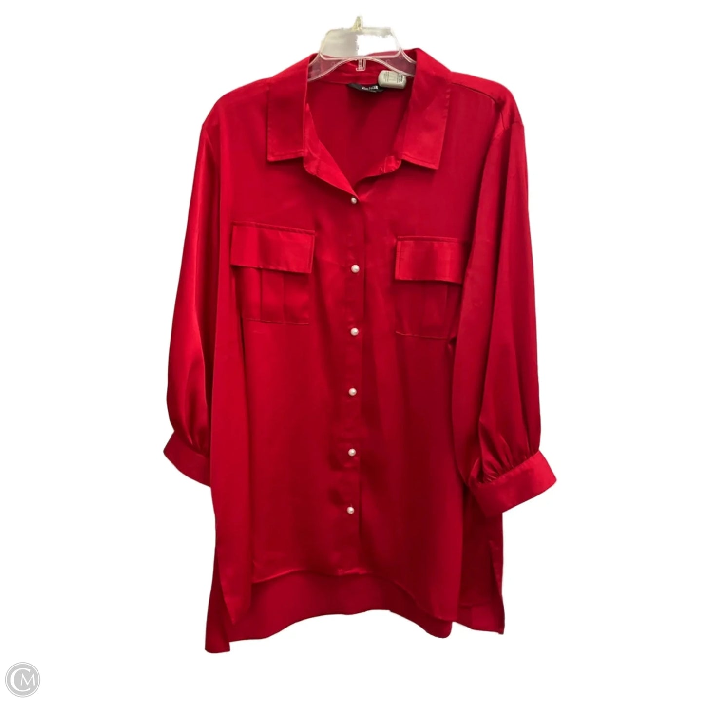Blouse Long Sleeve By Investments In Red, Size: Xl