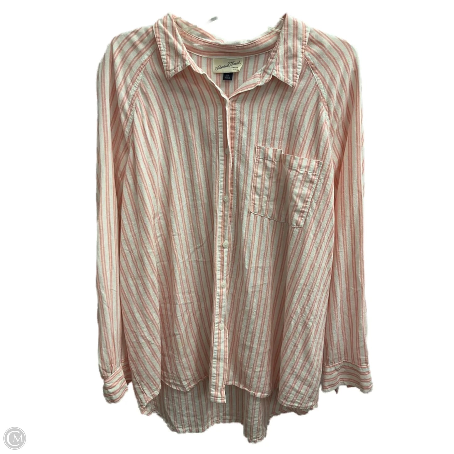 Blouse Long Sleeve By Universal Thread In Pink & White, Size: Xxl
