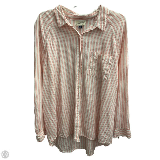 Blouse Long Sleeve By Universal Thread In Pink & White, Size: Xxl