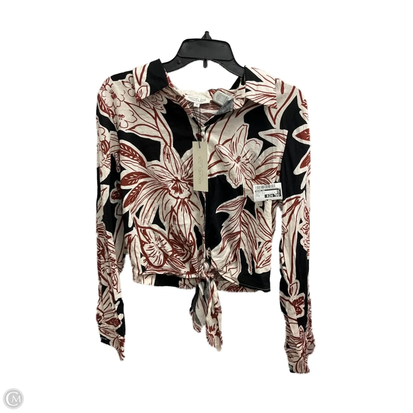 Blouse Long Sleeve By Rachel Zoe In Black & Brown, Size: M