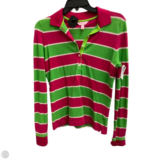 Top Long Sleeve Designer By Lilly Pulitzer In Green & Pink, Size: S