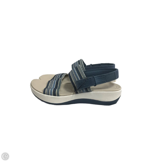 Sandals Heels Wedge By Clarks In Blue & White, Size: 8