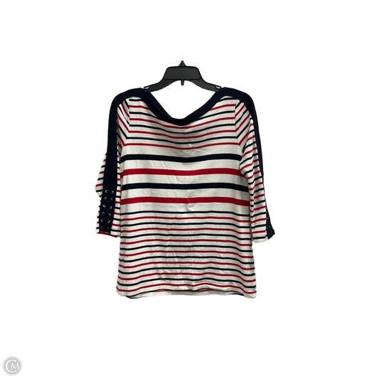 Top 3/4 Sleeve By Chaps In Blue Red & White, Size: L