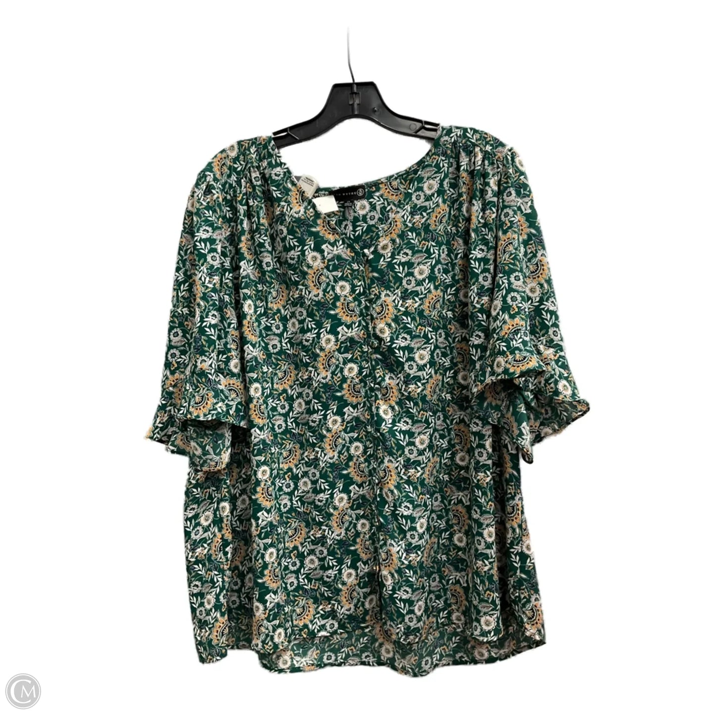 Top Short Sleeve By Clothes Mentor In Green & Orange, Size: 2x