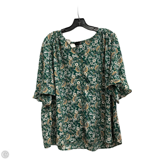 Top Short Sleeve By Clothes Mentor In Green & Orange, Size: 2x