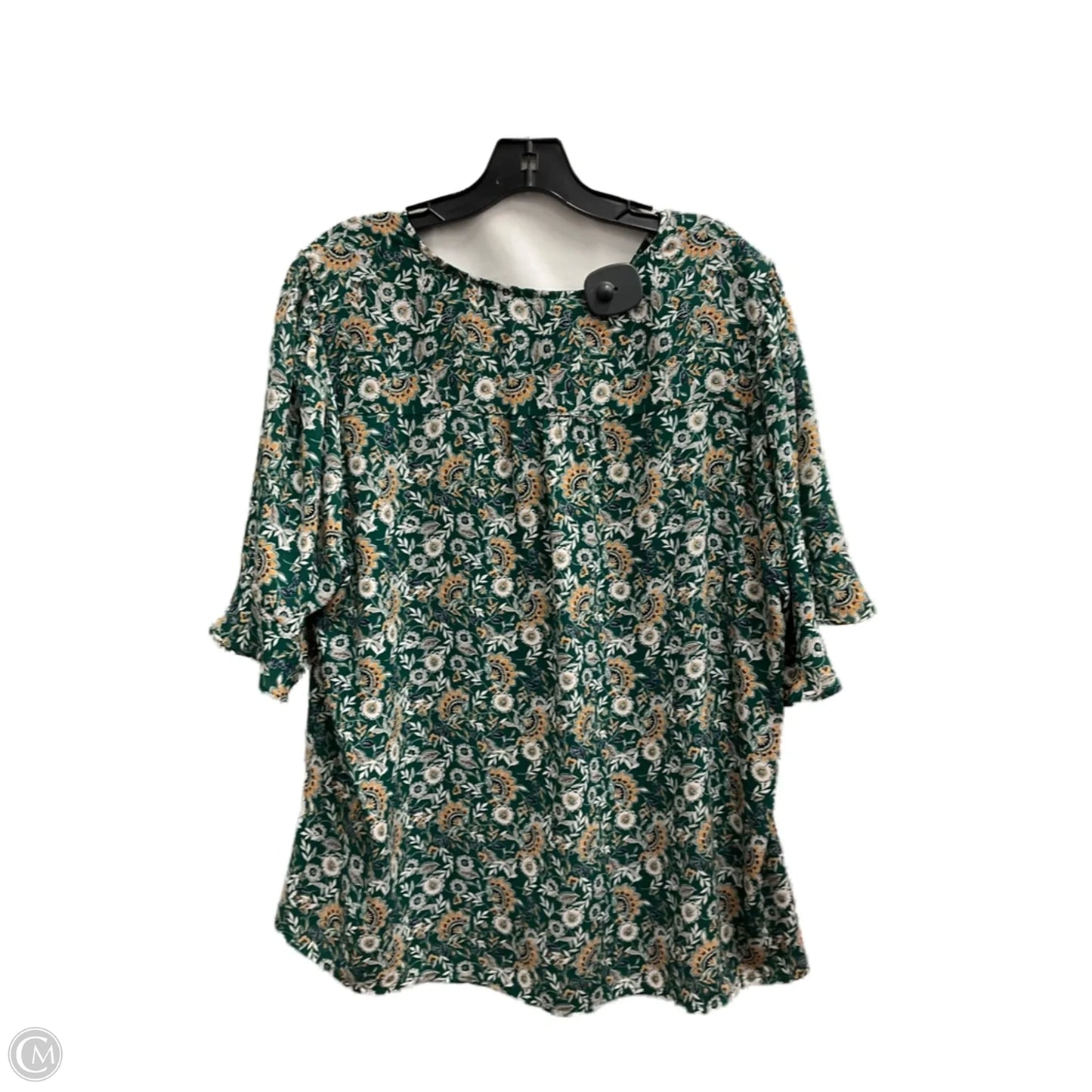 Top Short Sleeve By Clothes Mentor In Green & Orange, Size: 2x