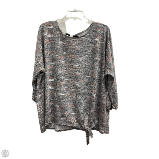 Top 3/4 Sleeve By Bobeau In Grey, Size: 1x