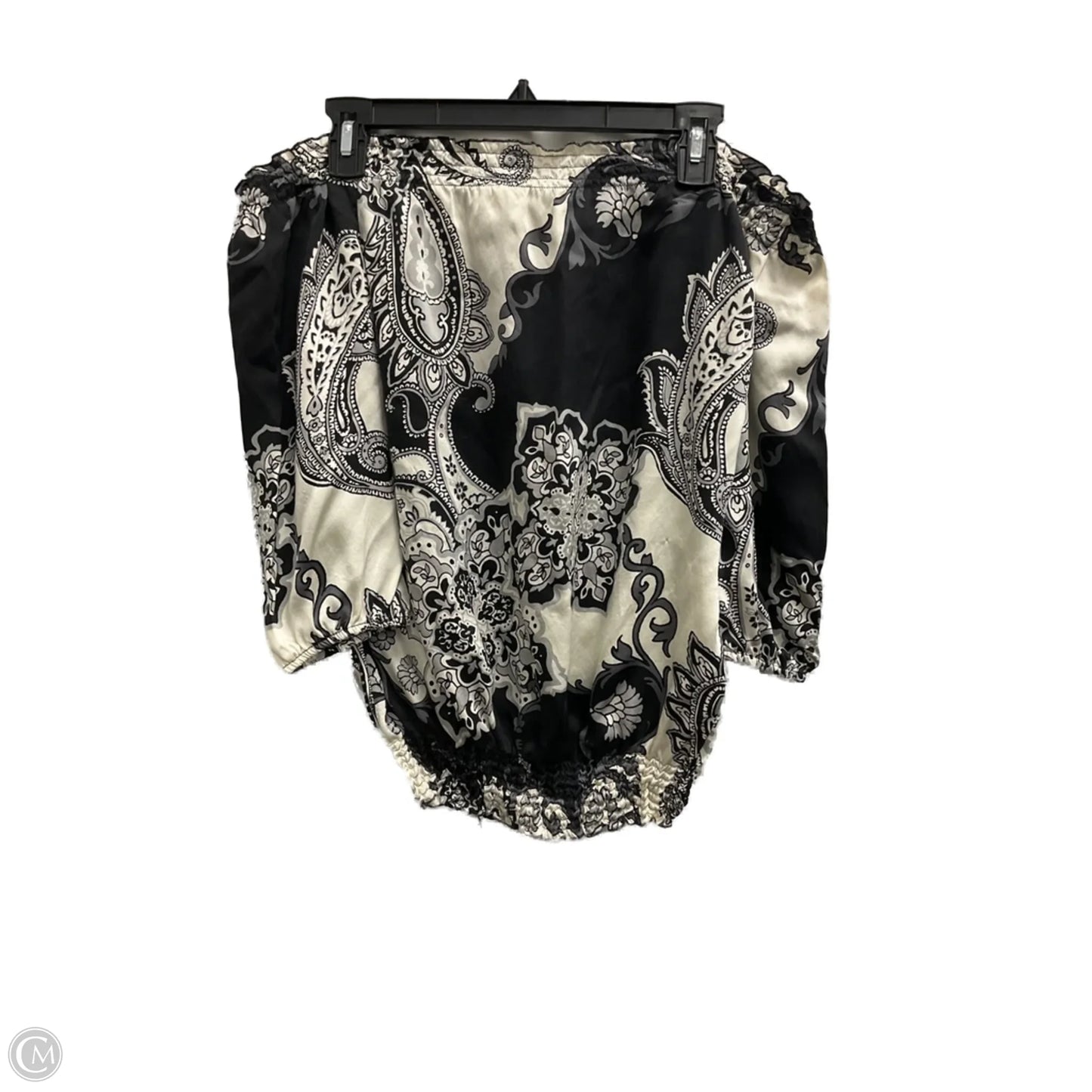 Top 3/4 Sleeve By White House Black Market In Black & White, Size: M