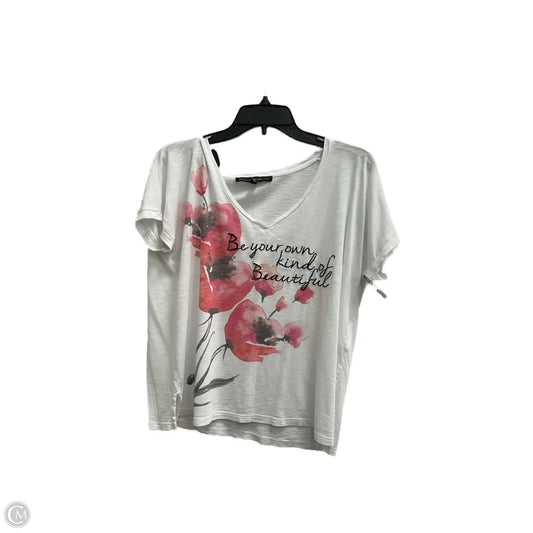 Top Short Sleeve By White House Black Market In Pink & White, Size: S