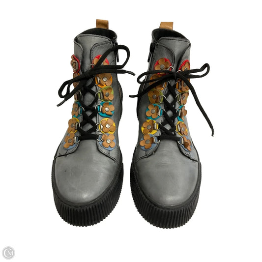 Boots Ankle Flats By Spring Step In Black & Grey, Size: 10
