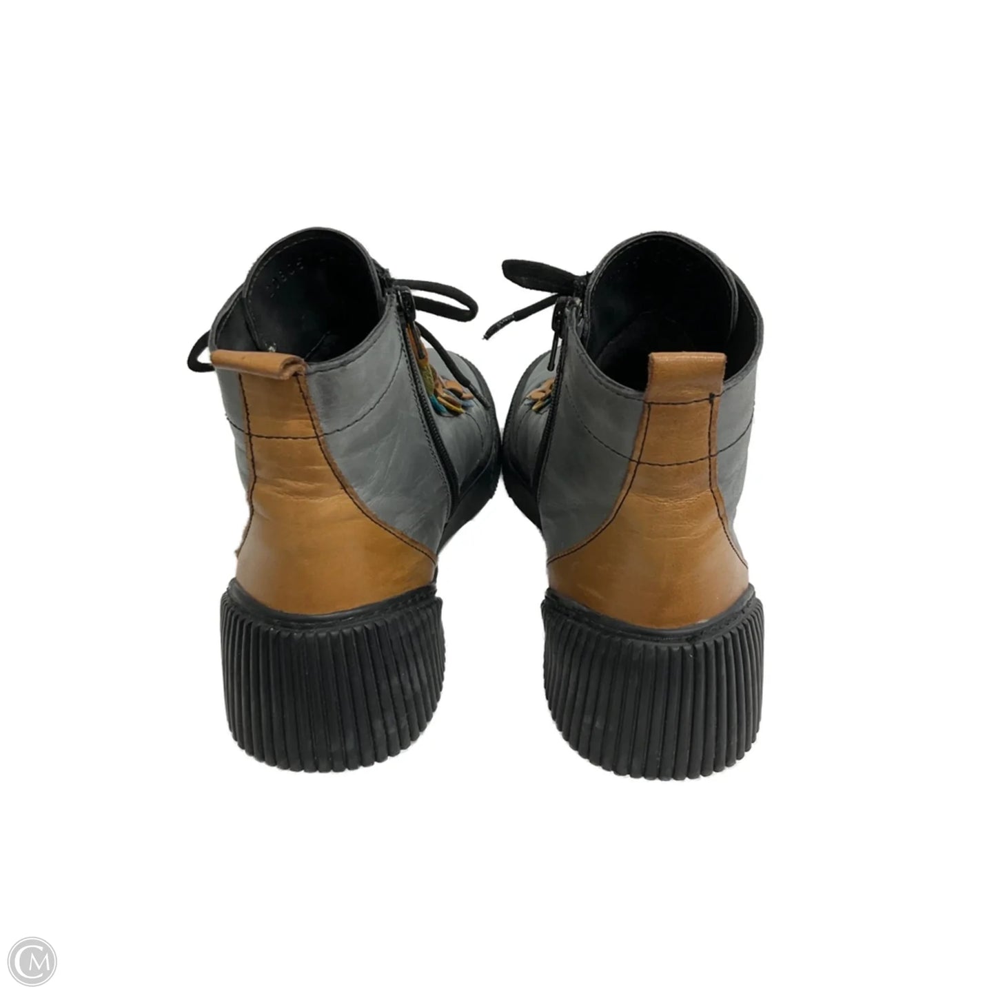 Boots Ankle Flats By Spring Step In Black & Grey, Size: 10