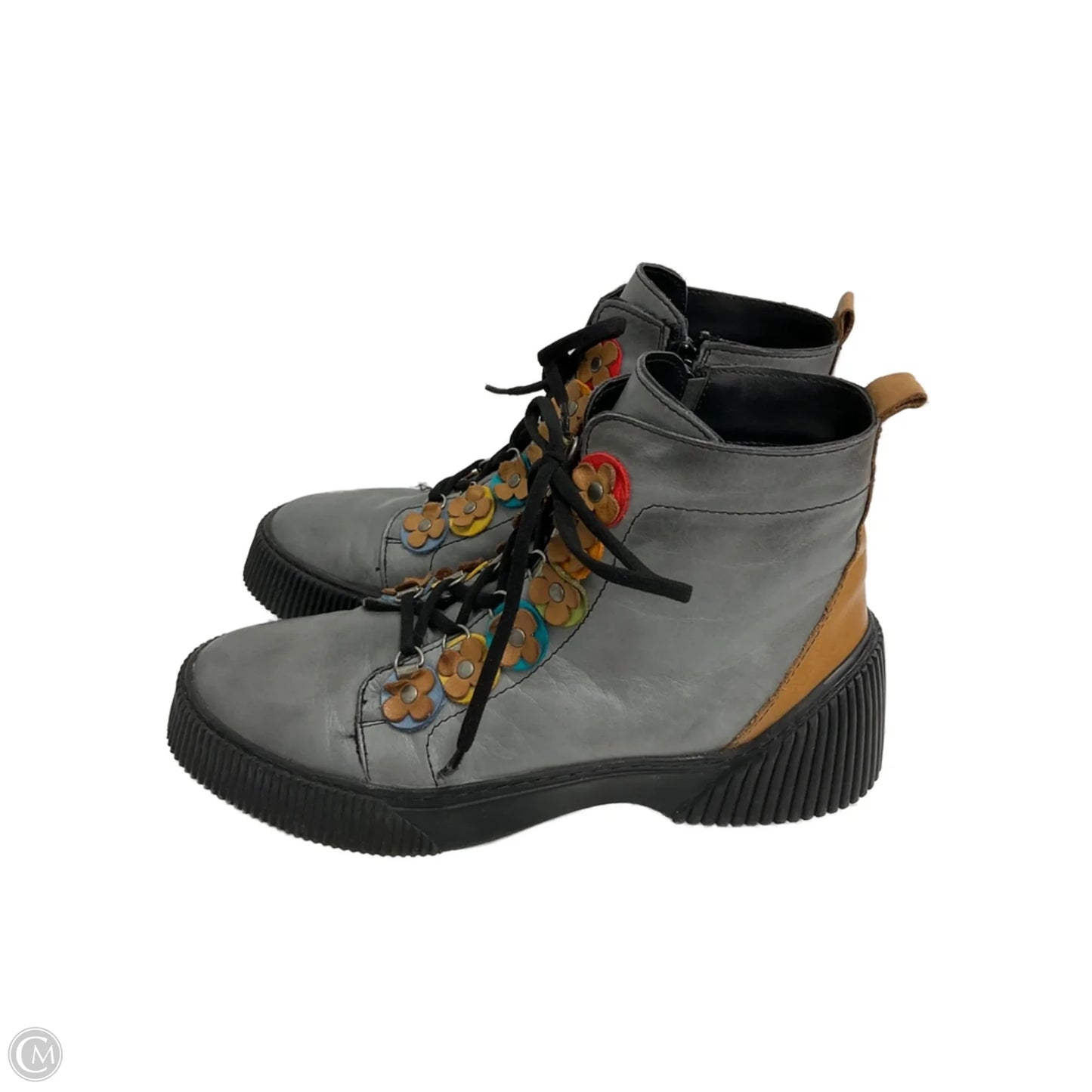 Boots Ankle Flats By Spring Step In Black & Grey, Size: 10