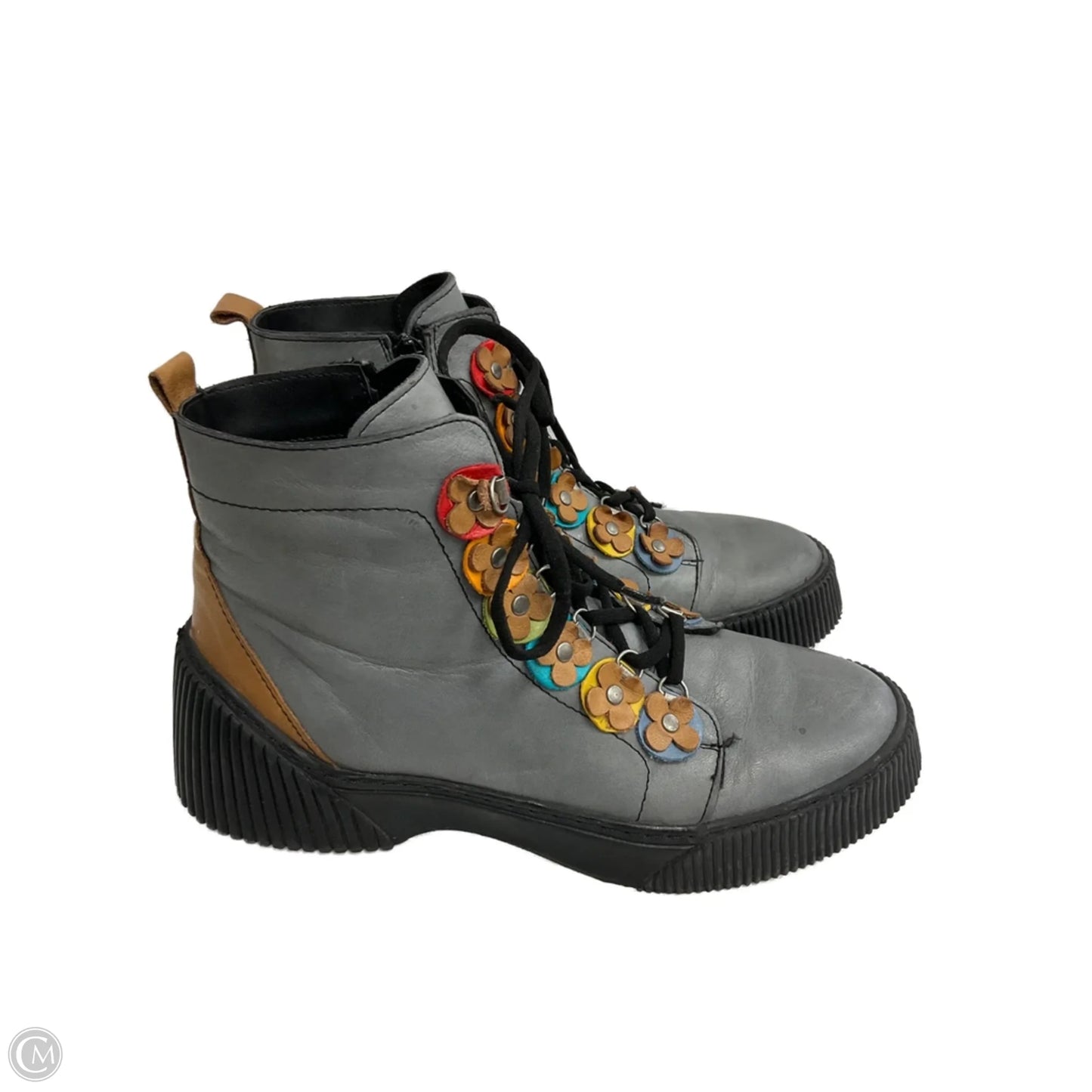 Boots Ankle Flats By Spring Step In Black & Grey, Size: 10