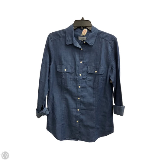 Blouse 3/4 Sleeve By Loft In Blue Denim, Size: M