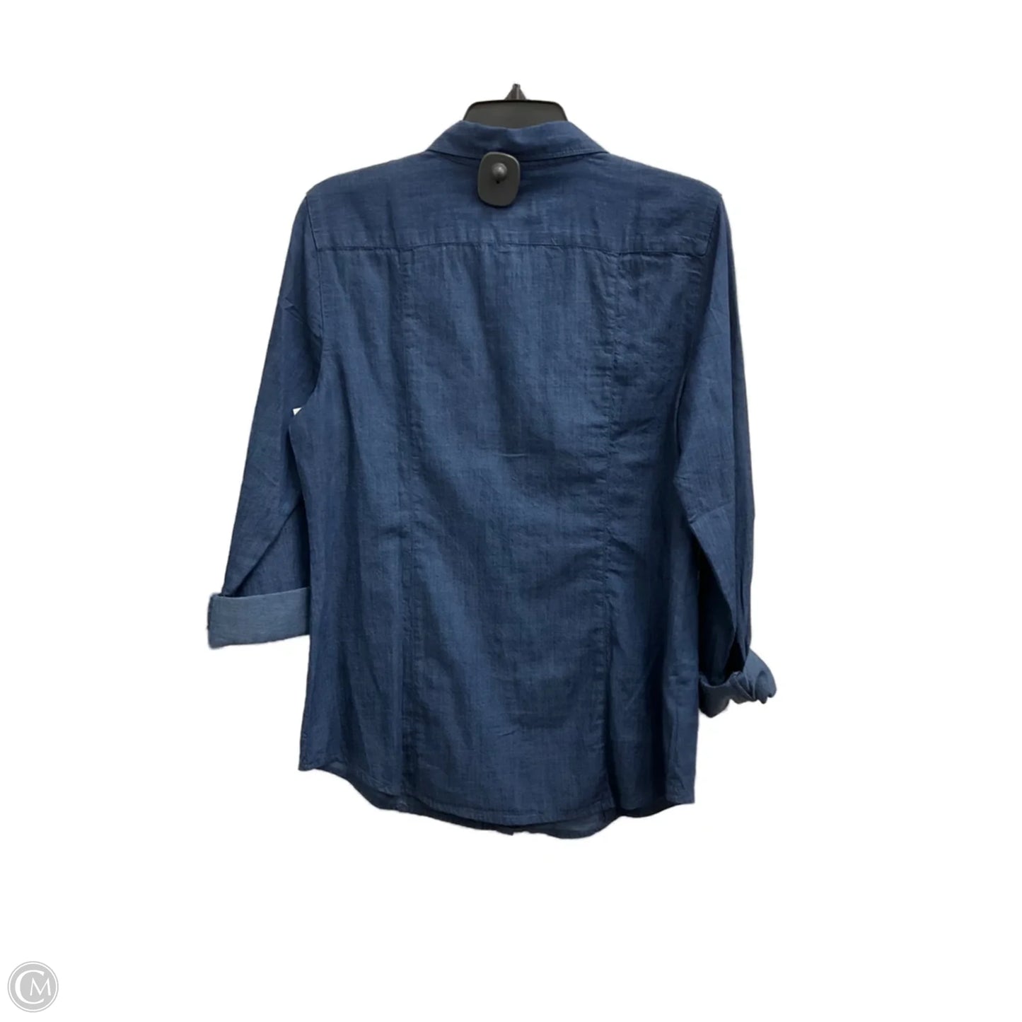 Blouse 3/4 Sleeve By Loft In Blue Denim, Size: M