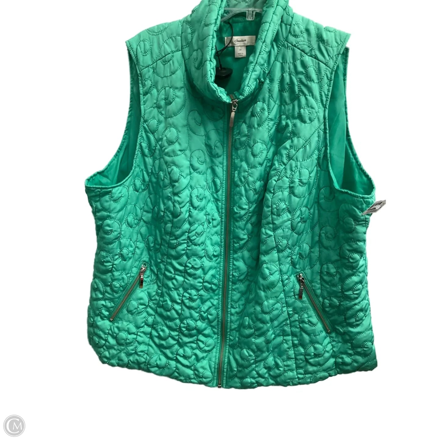 Vest Puffer & Quilted By Cj Banks In Green, Size: 2x