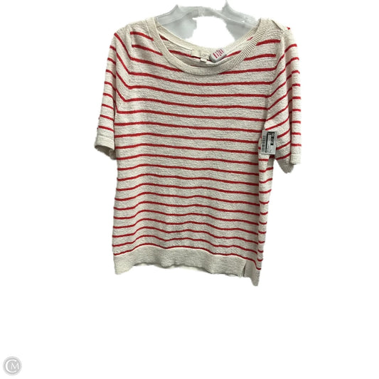 Top Short Sleeve By Loft In Red & White, Size: L