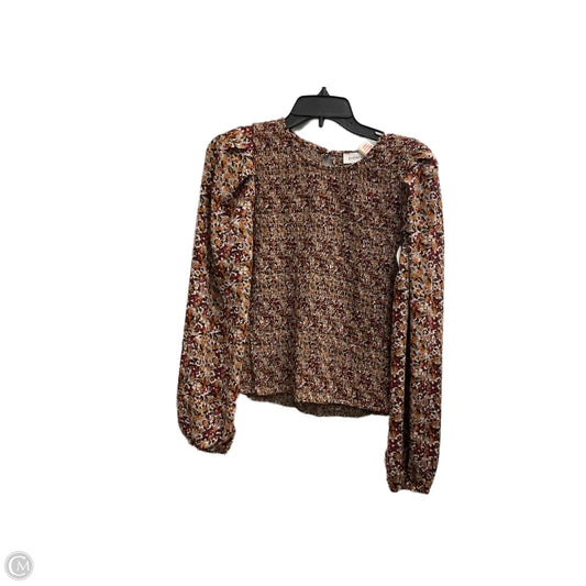 Top Long Sleeve By Evereve In Floral Print, Size: M