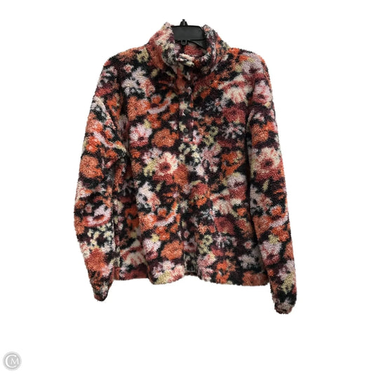Jacket Fleece By Loft In Floral Print, Size: M