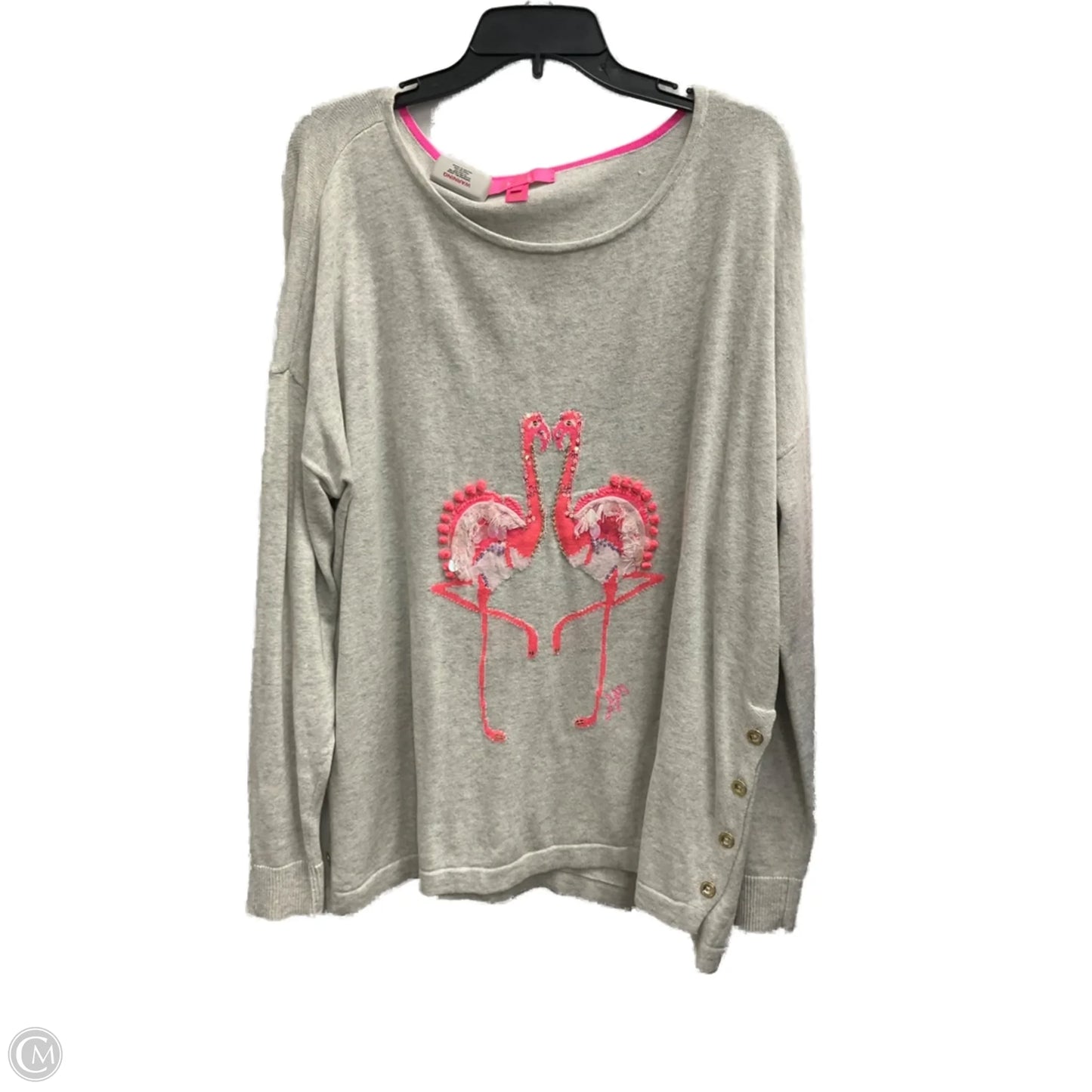 Top Long Sleeve Designer By Lilly Pulitzer In Grey & Pink, Size: Xl