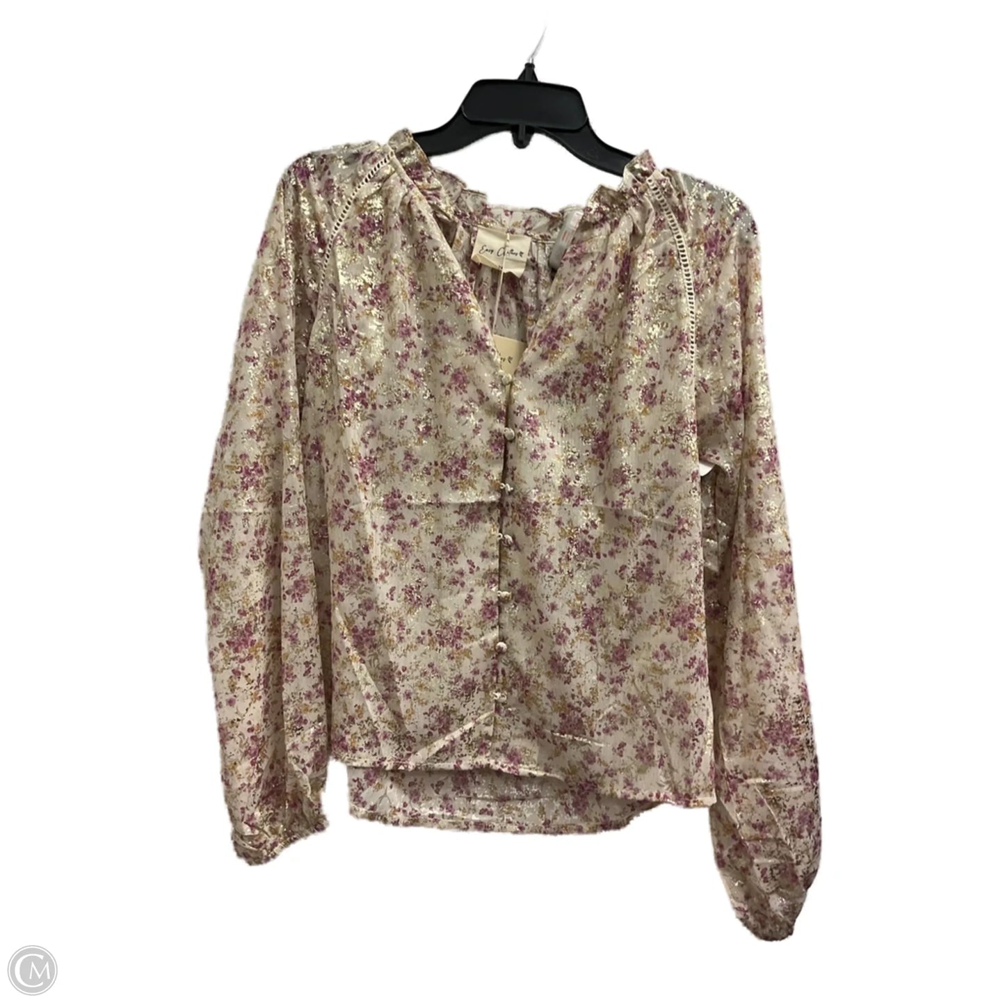 Top Long Sleeve By Clothes Mentor In Cream & Pink, Size: M