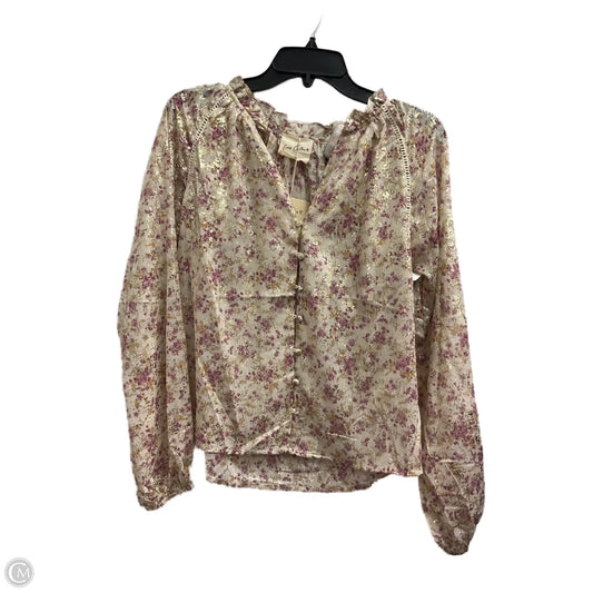 Top Long Sleeve By Clothes Mentor In Cream & Pink, Size: M