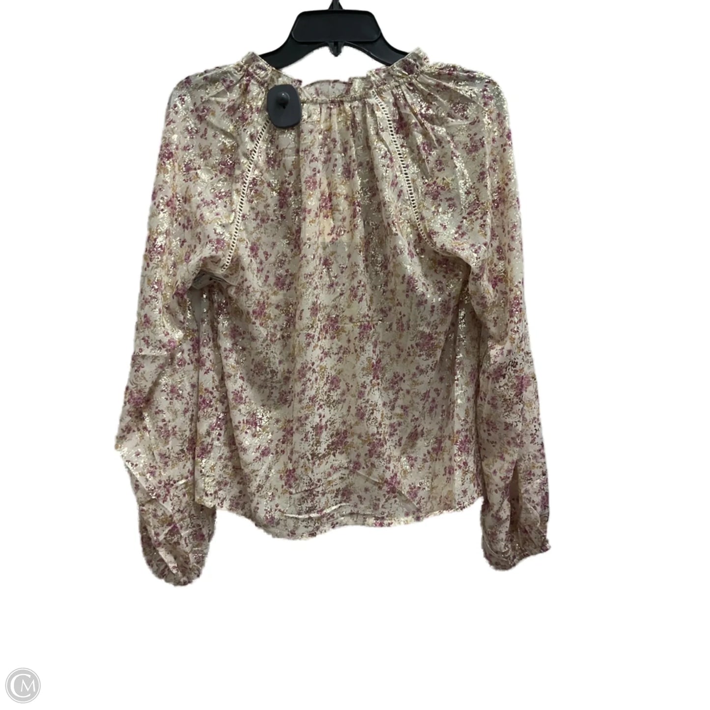 Top Long Sleeve By Clothes Mentor In Cream & Pink, Size: M