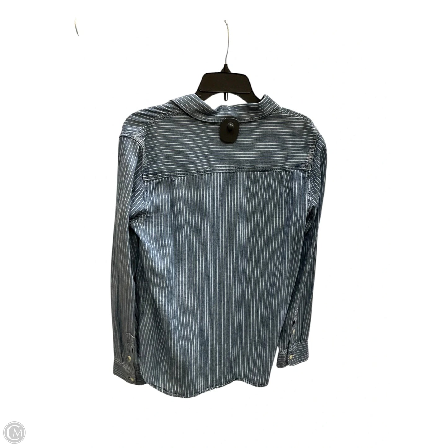 Blouse Long Sleeve By Faherty In Blue & White, Size: S