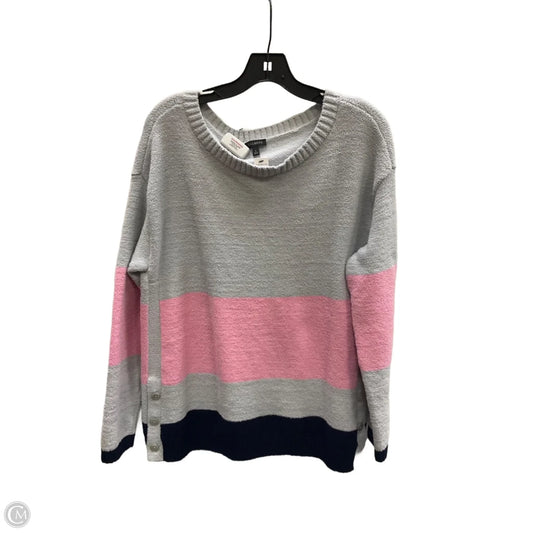 Sweater By Talbots In Grey & Pink, Size: L