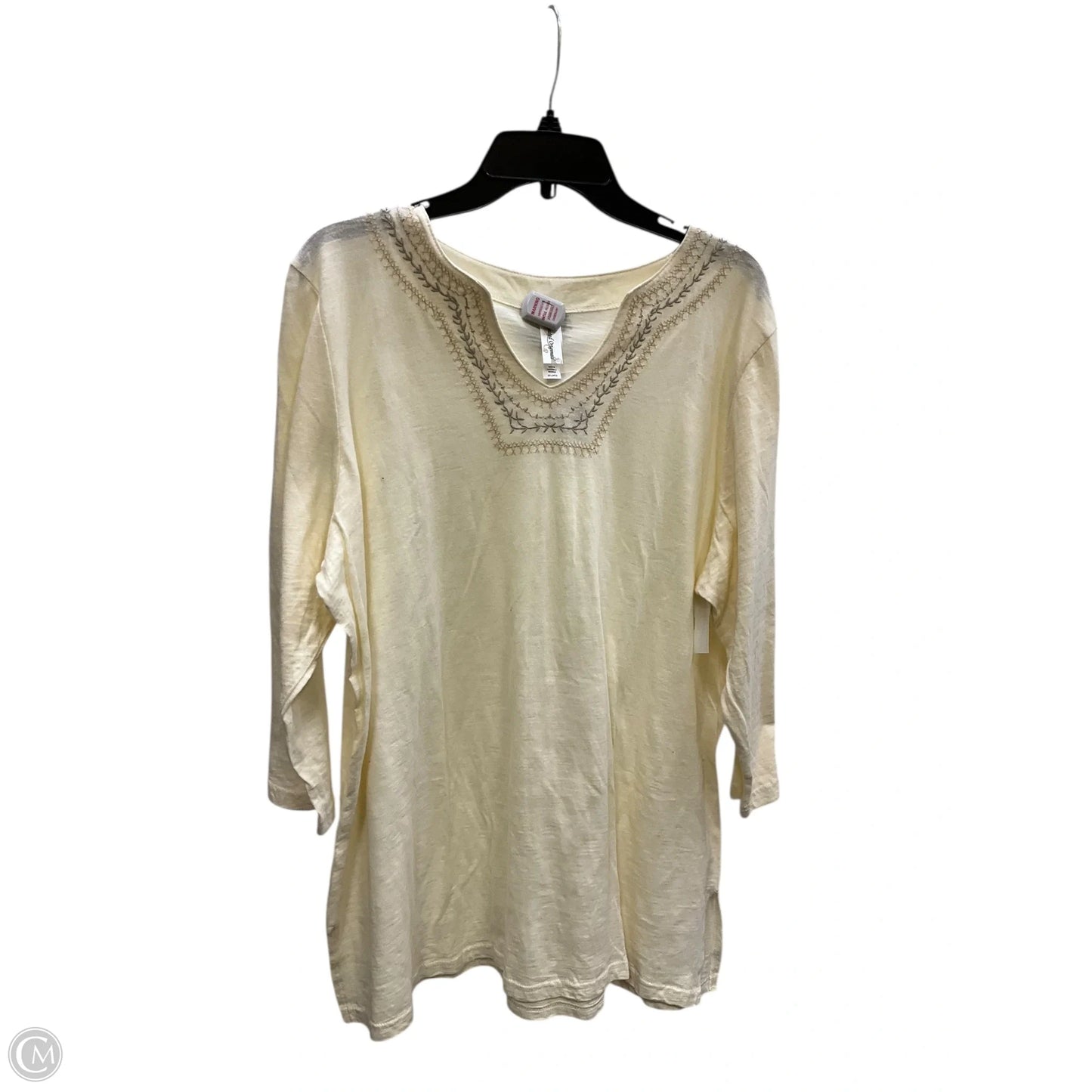 Top 3/4 Sleeve By Clothes Mentor In Cream, Size: Xxl