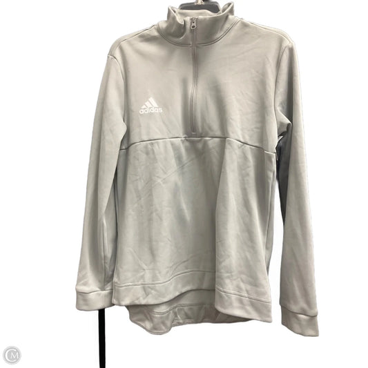 Athletic Top Long Sleeve Crewneck By Adidas In Grey, Size: L