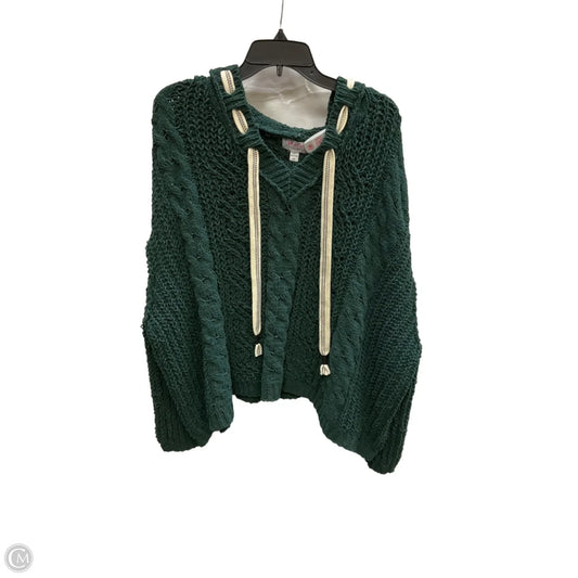 Sweatshirt Hoodie By Clothes Mentor In Green & White, Size: 1x