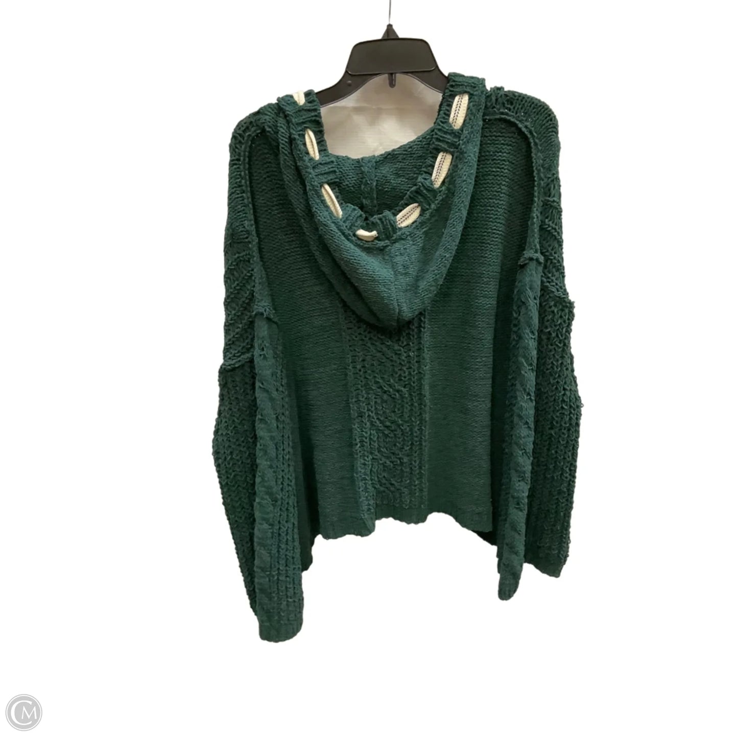 Sweatshirt Hoodie By Clothes Mentor In Green & White, Size: 1x