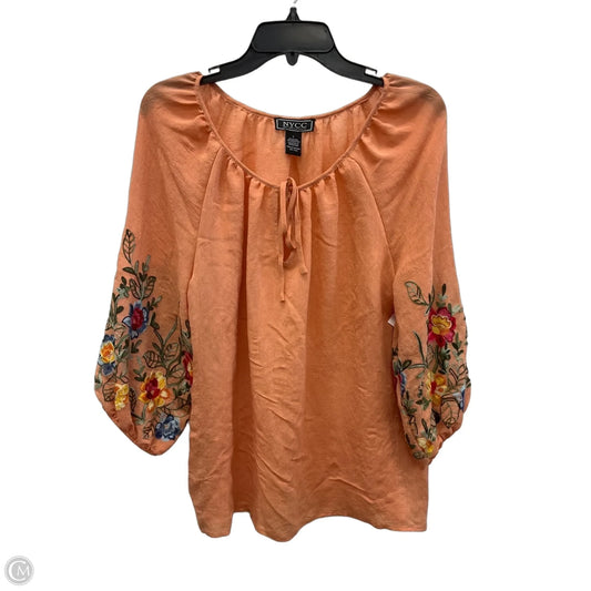 Top Long Sleeve By Nycc In Orange, Size: L