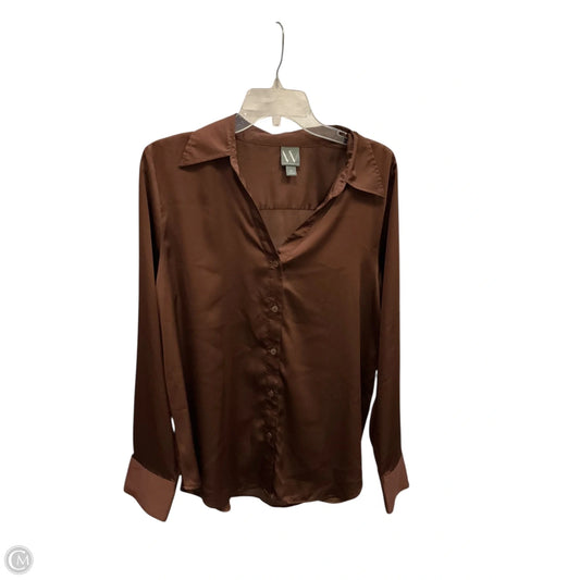 Blouse Long Sleeve By Worthington In Brown, Size: Xl