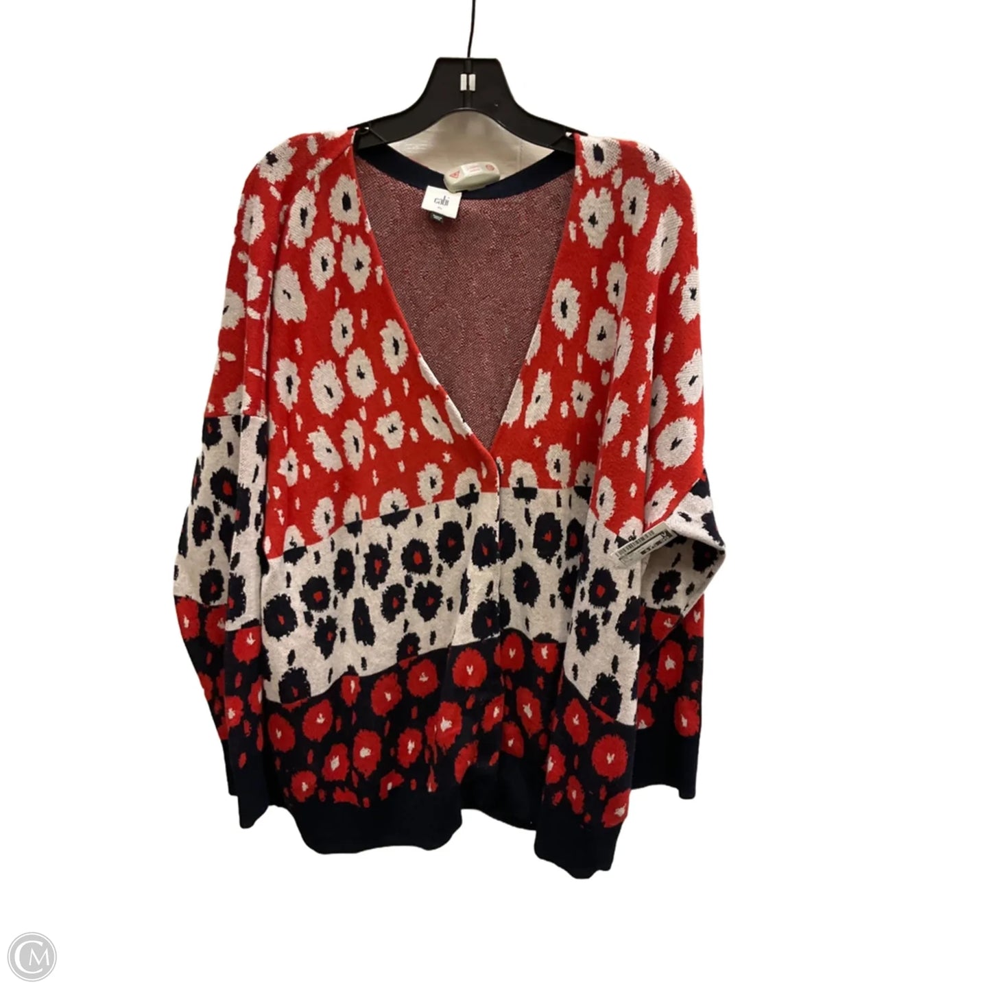 Cardigan By Cabi In Blue Red & White, Size: Xl