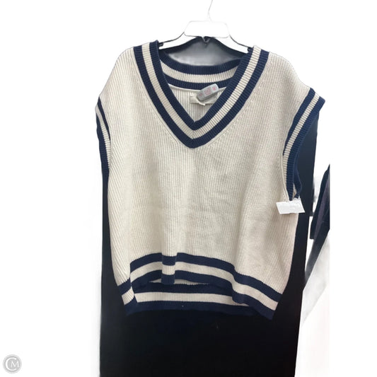 Vest Sweater By Loft In Blue & White, Size: Xxl