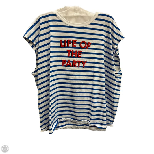 Top Short Sleeve Designer By Kate Spade In Blue Red & White, Size: 3x