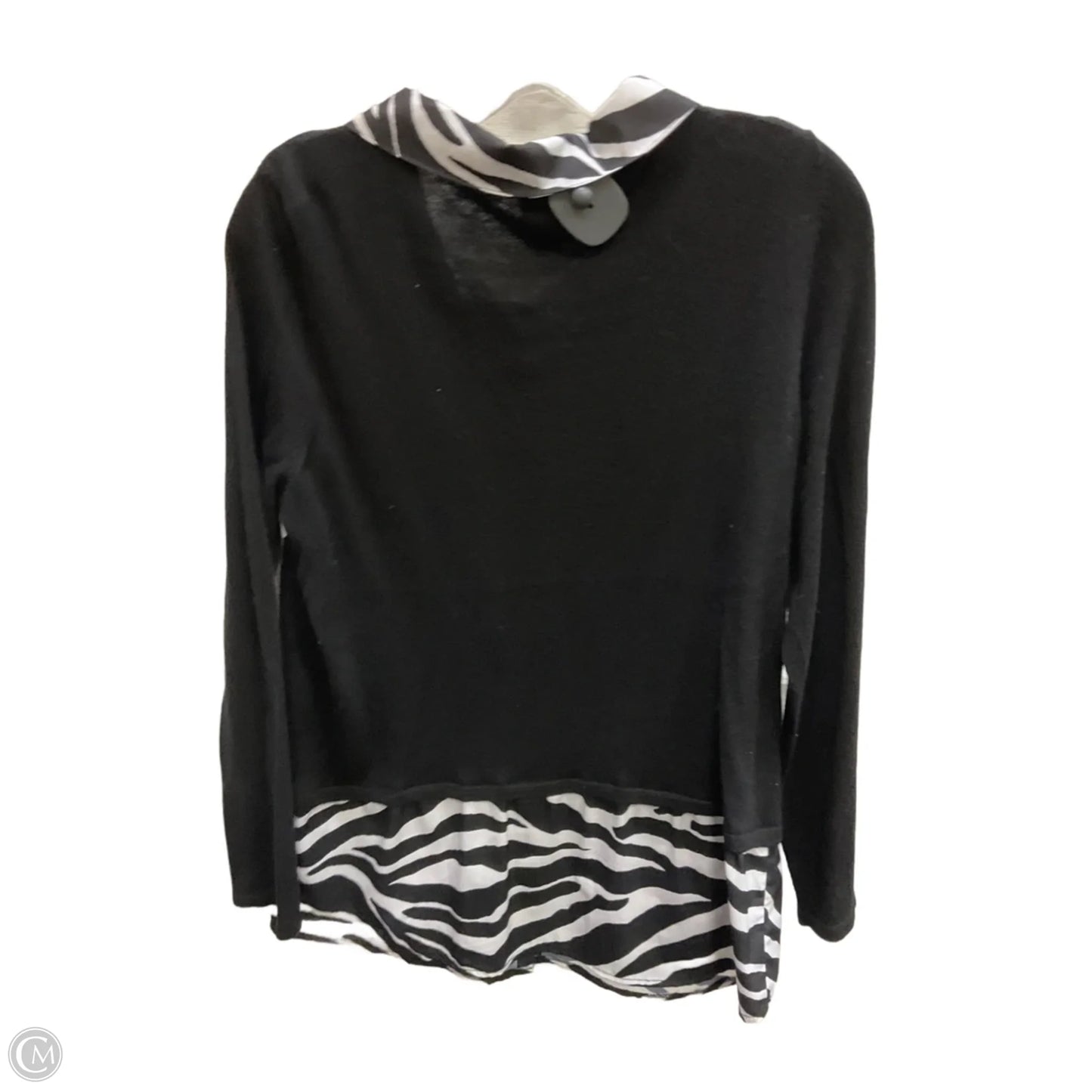 Top Long Sleeve By Chicos In Black & White, Size: M
