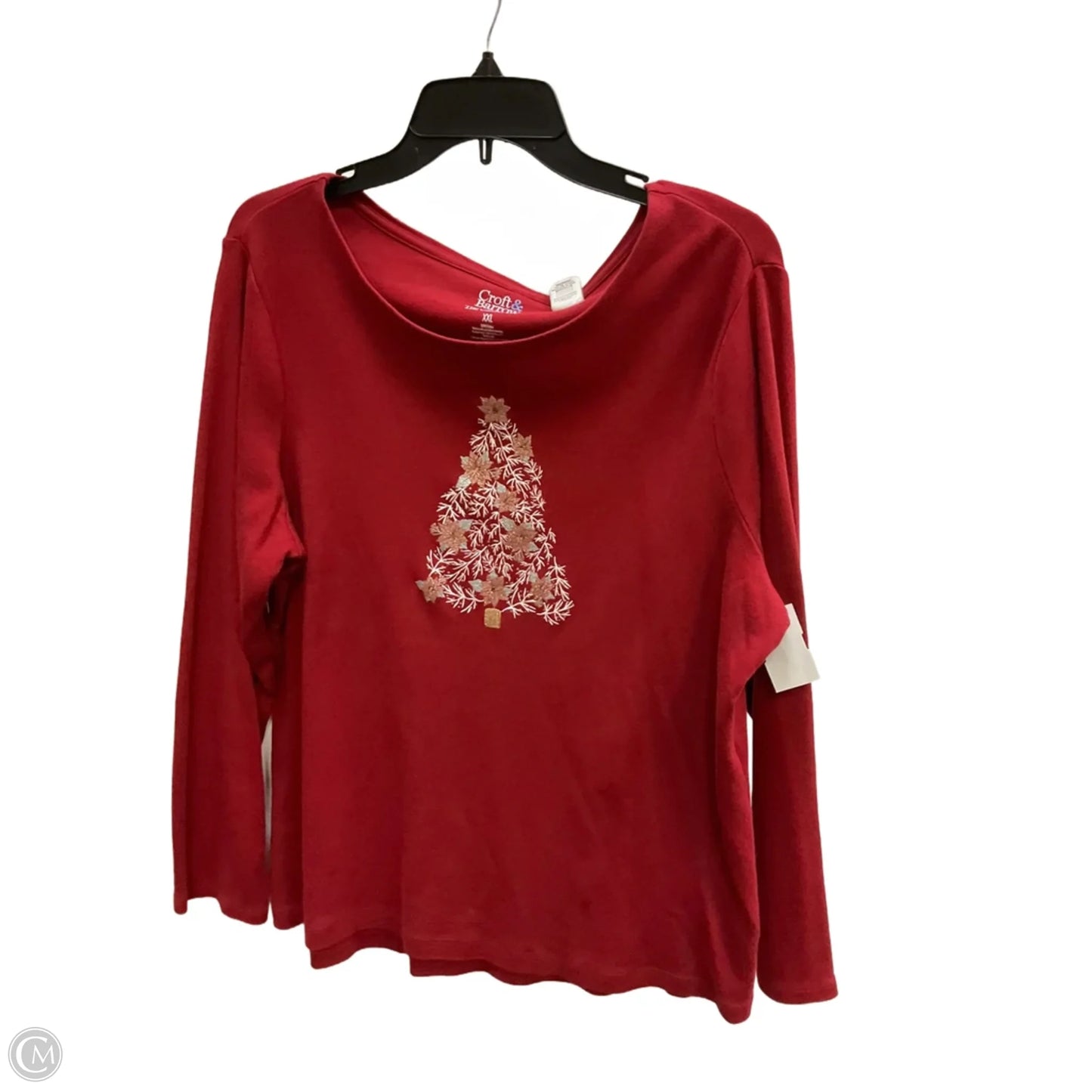 Top Long Sleeve By Croft And Barrow In Red & White, Size: Xxl
