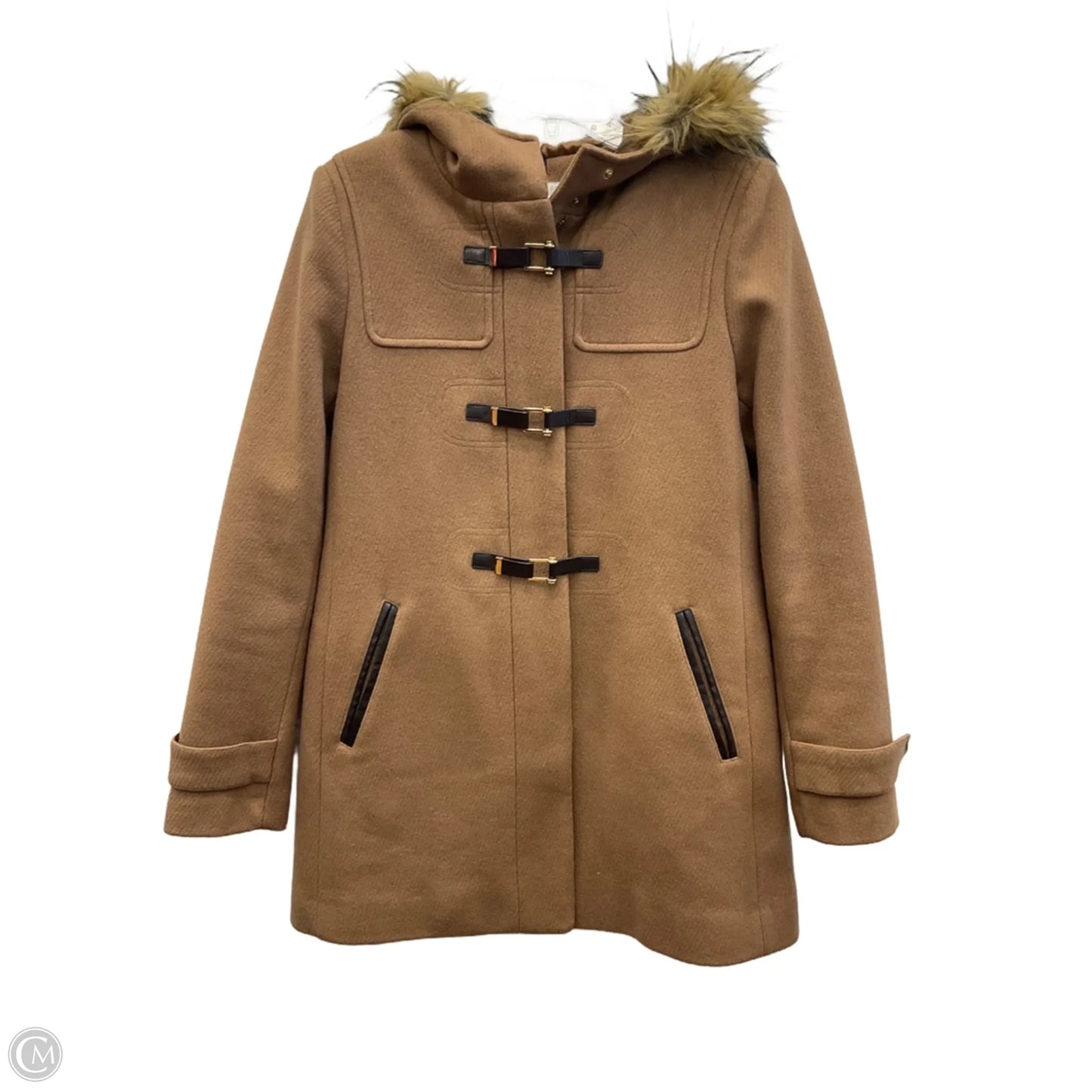 Coat Wool By Cole-haan In Brown, Size: S
