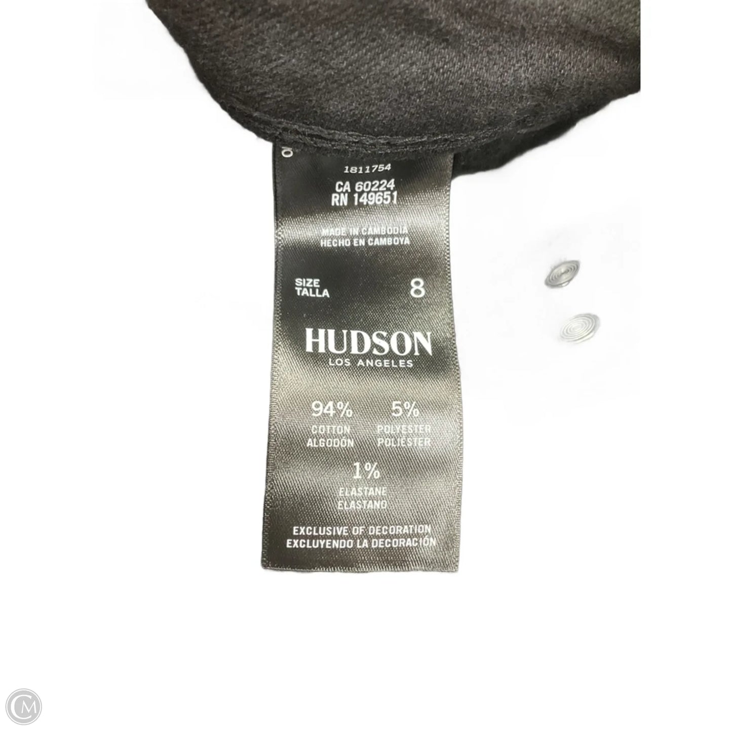 Jeans Boot Cut By Hudson In Black Denim, Size: 8