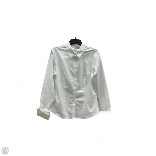 Blouse Long Sleeve By Calvin Klein In White, Size: M