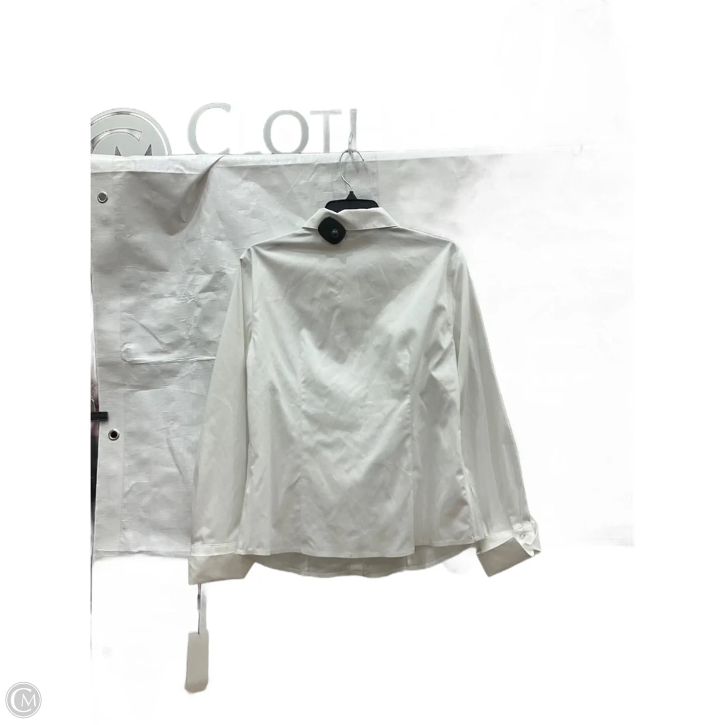 Blouse Long Sleeve By Calvin Klein In White, Size: M