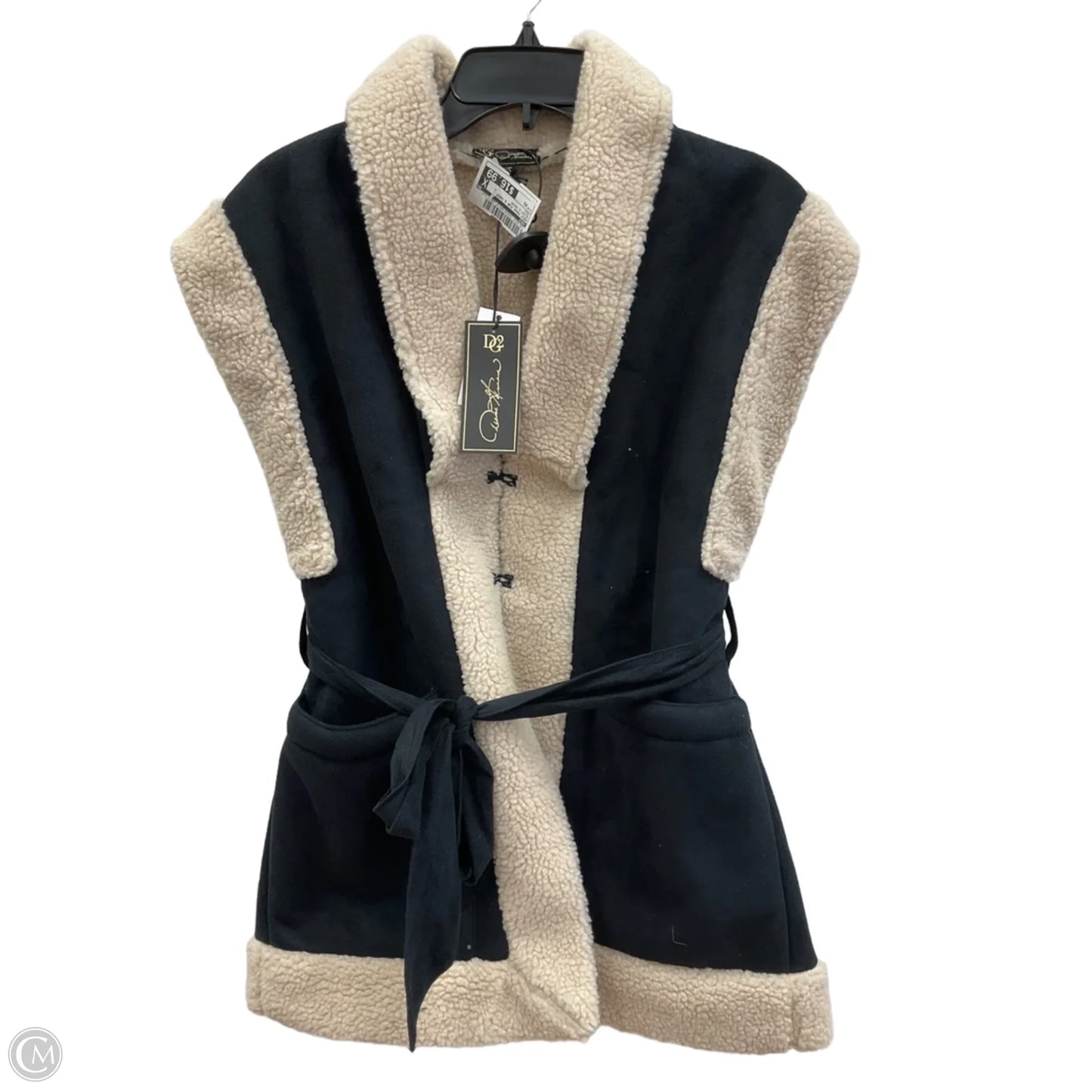 Vest Faux Fur & Sherpa By Dg2 In Black & Cream, Size: Xs