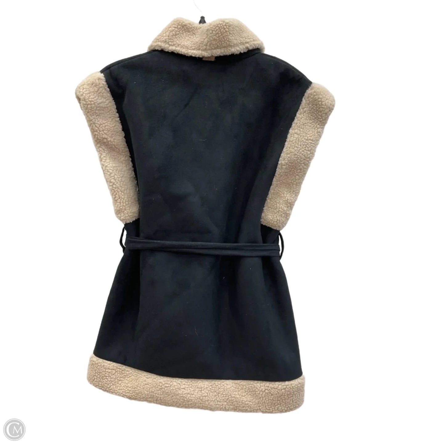 Vest Faux Fur & Sherpa By Dg2 In Black & Cream, Size: Xs